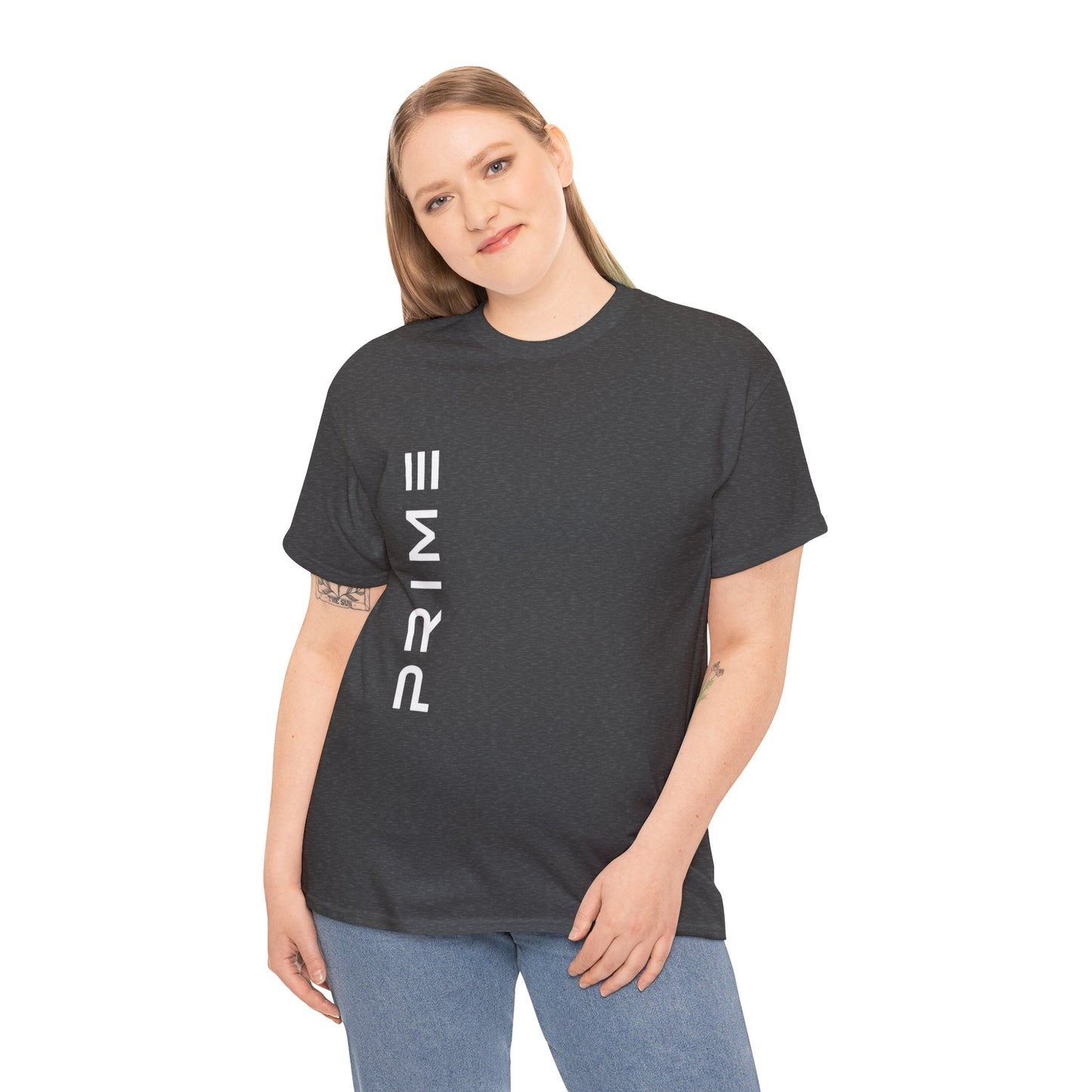 PRIME Vertical Logo Heavy Cotton T-Shirt – Dark Heather Streetwear Tee