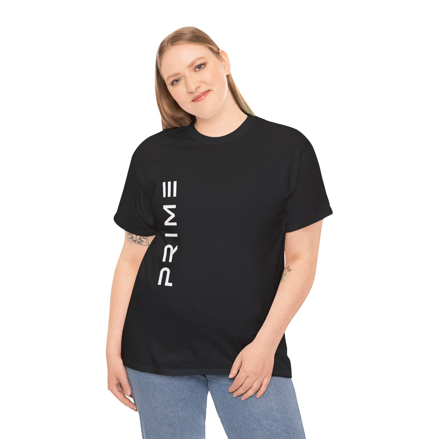 PRIME Vertical Logo Heavy Cotton T-Shirt – Black Streetwear Tee