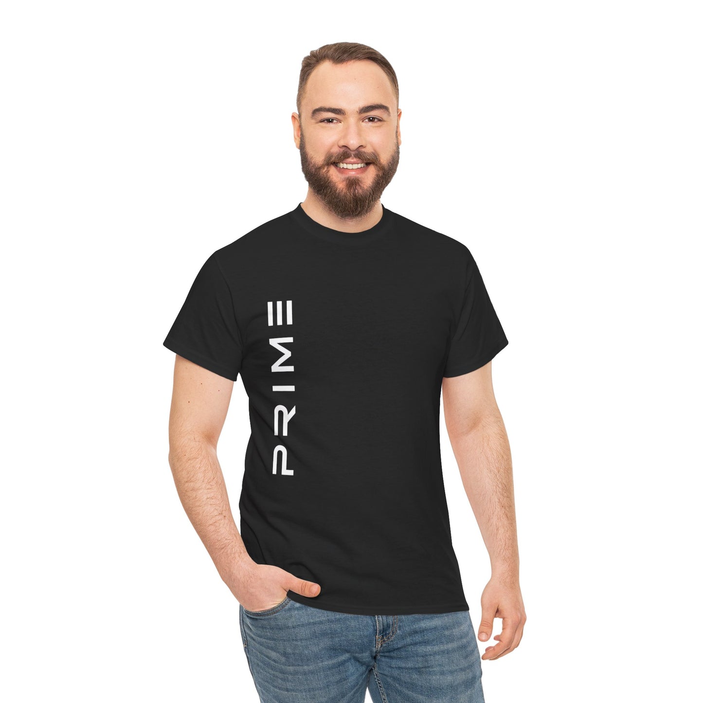 PRIME Vertical Logo Heavy Cotton T-Shirt – Black Streetwear Tee