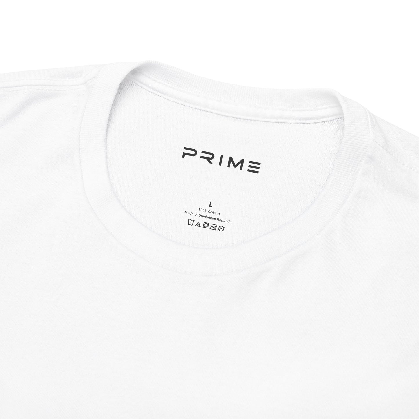 PRIME Vertical Logo Heavy Cotton T-Shirt – White Minimalist Streetwear Tee